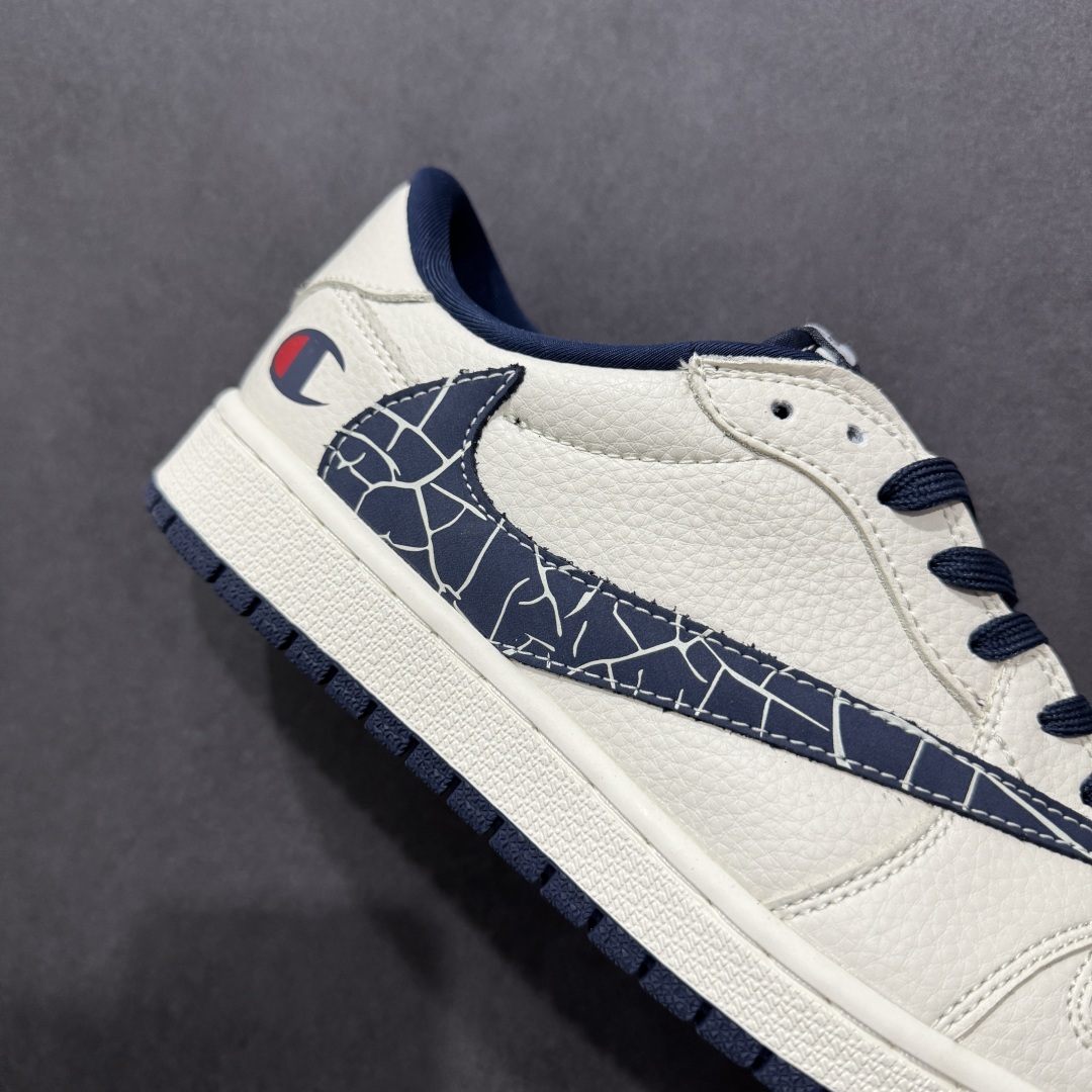 【定制版】Travis Scott x Fragment Design x Air Jordan 1 Low OG SP AJ1 乔1 冠军联名 裂纹勾 低帮文化休闲板鞋 LD2025-015