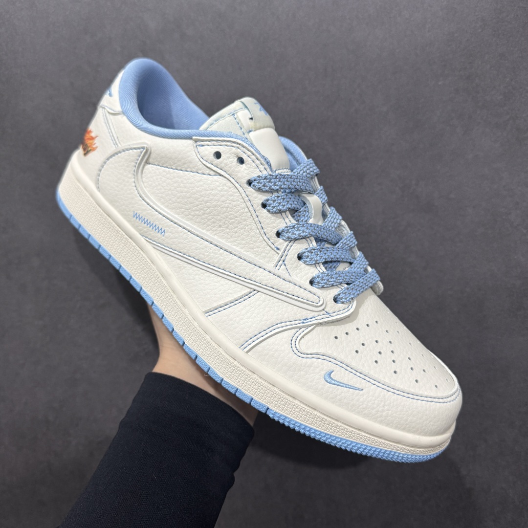 280  【定制版】Travis Scott x Fragment Design x Air Jordan 1 Low OG SP AJ1 乔1 斯图西联名 米蓝火焰 低帮文化休闲板鞋 ZH2598-229