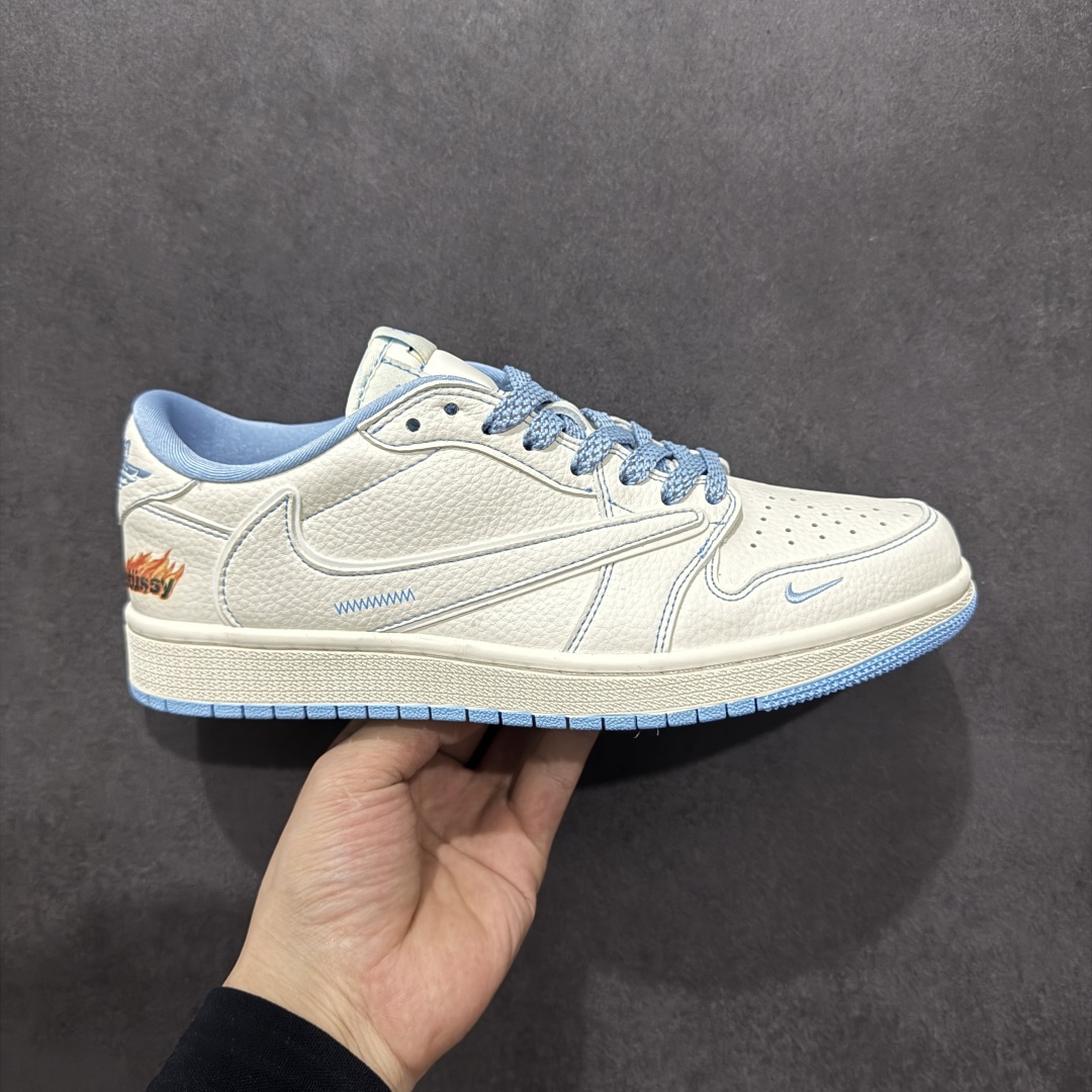 280  【定制版】Travis Scott x Fragment Design x Air Jordan 1 Low OG SP AJ1 乔1 斯图西联名 米蓝火焰 低帮文化休闲板鞋 ZH2598-229