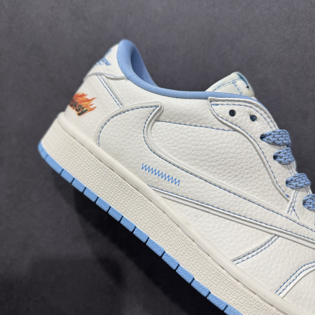 280  【定制版】Travis Scott x Fragment Design x Air Jordan 1 Low OG SP AJ1 乔1 斯图西联名 米蓝火焰 低帮文化休闲板鞋 ZH2598-229