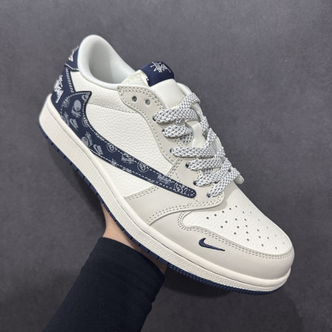 280  【定制版】Travis Scott x Fragment Design x Air Jordan 1 Low OG SP AJ1 乔1 斯图西联名 米蓝花勾 低帮文化休闲板鞋 JJ2508-551