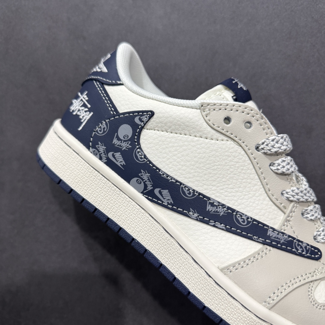 280  【定制版】Travis Scott x Fragment Design x Air Jordan 1 Low OG SP AJ1 乔1 斯图西联名 米蓝花勾 低帮文化休闲板鞋 JJ2508-551