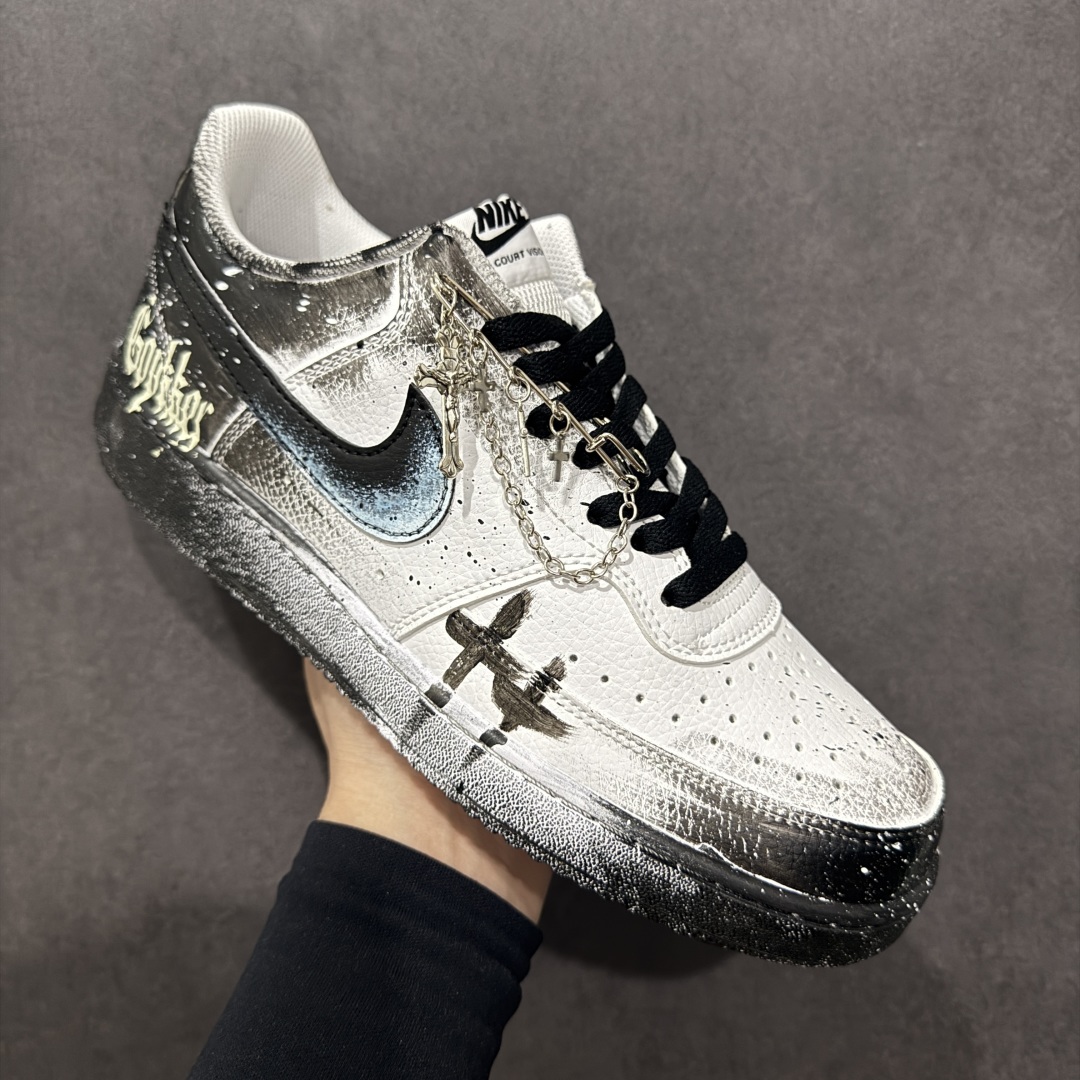 260  【定制版】Nike Court Vision 1 Low“幻影十字架” 手绘涂鸦定制板鞋   DH2987-099