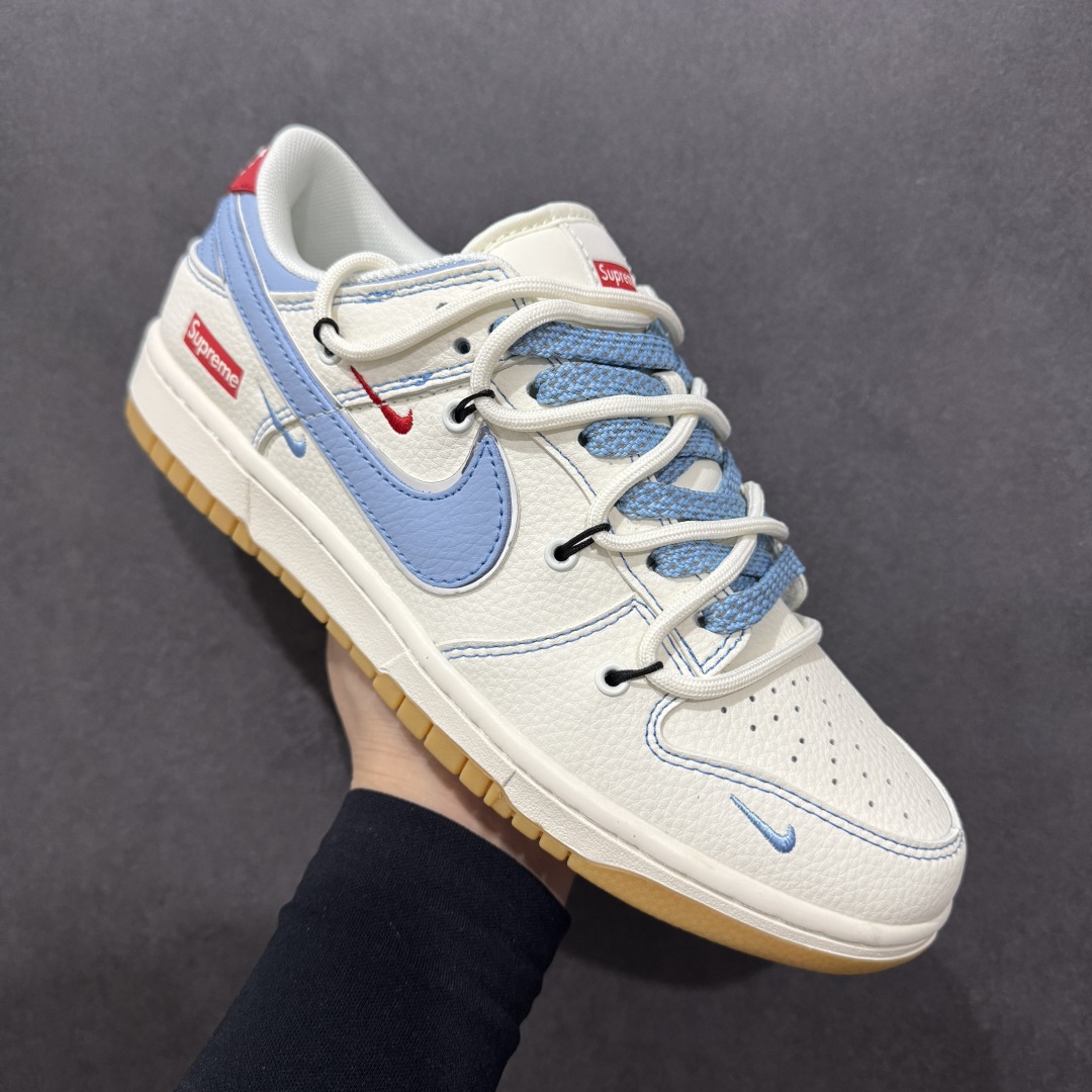 【定制版】Nike SB Dunk Low Sup系列 绑带米白蓝勾 周年高端定制 低帮休闲板鞋 FC1688-216