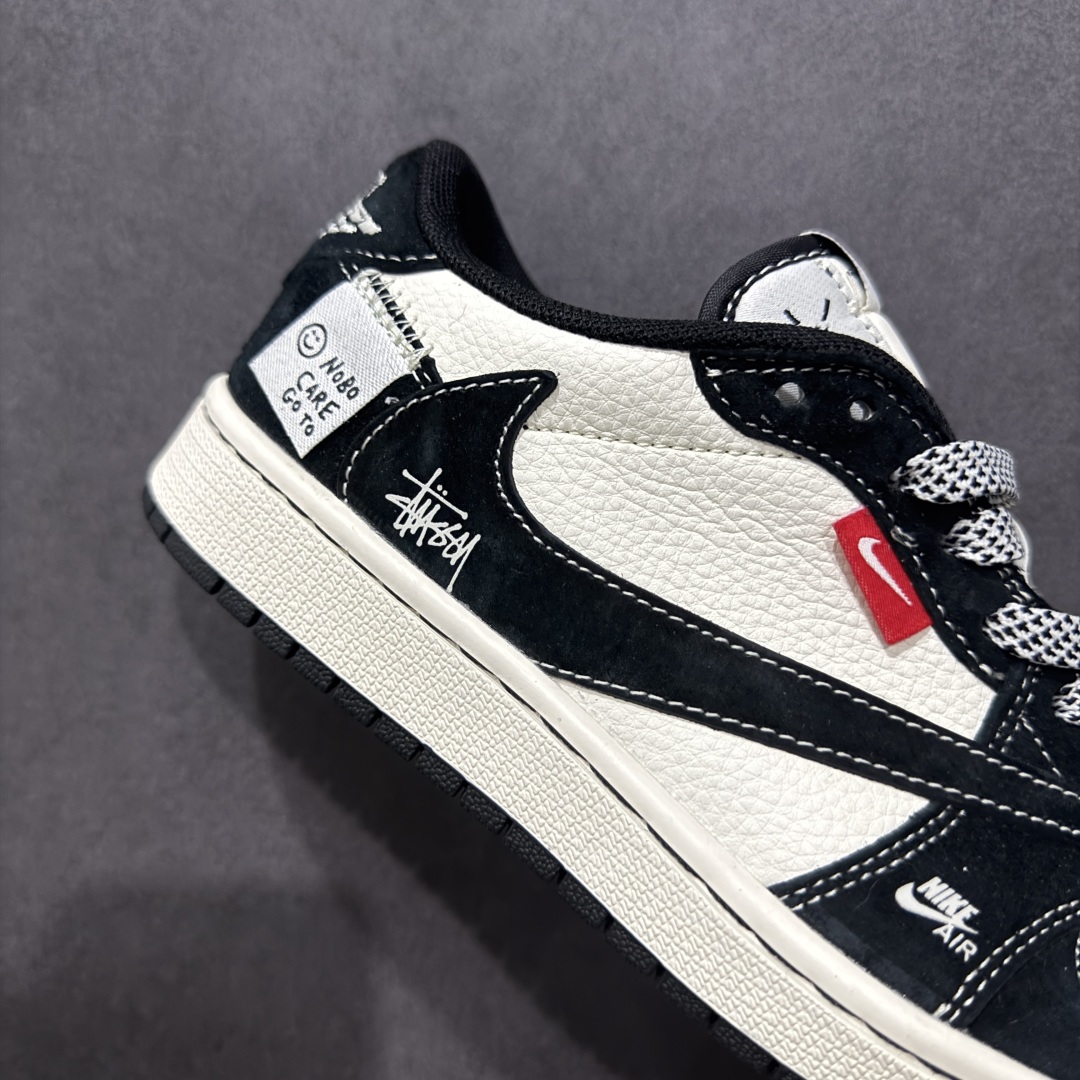 280  【定制版】Travis Scott x Fragment Design x Air Jordan 1 Low OG SP AJ1 乔1 斯图西联名 黑白织布 低帮文化休闲板鞋 YX5066-299