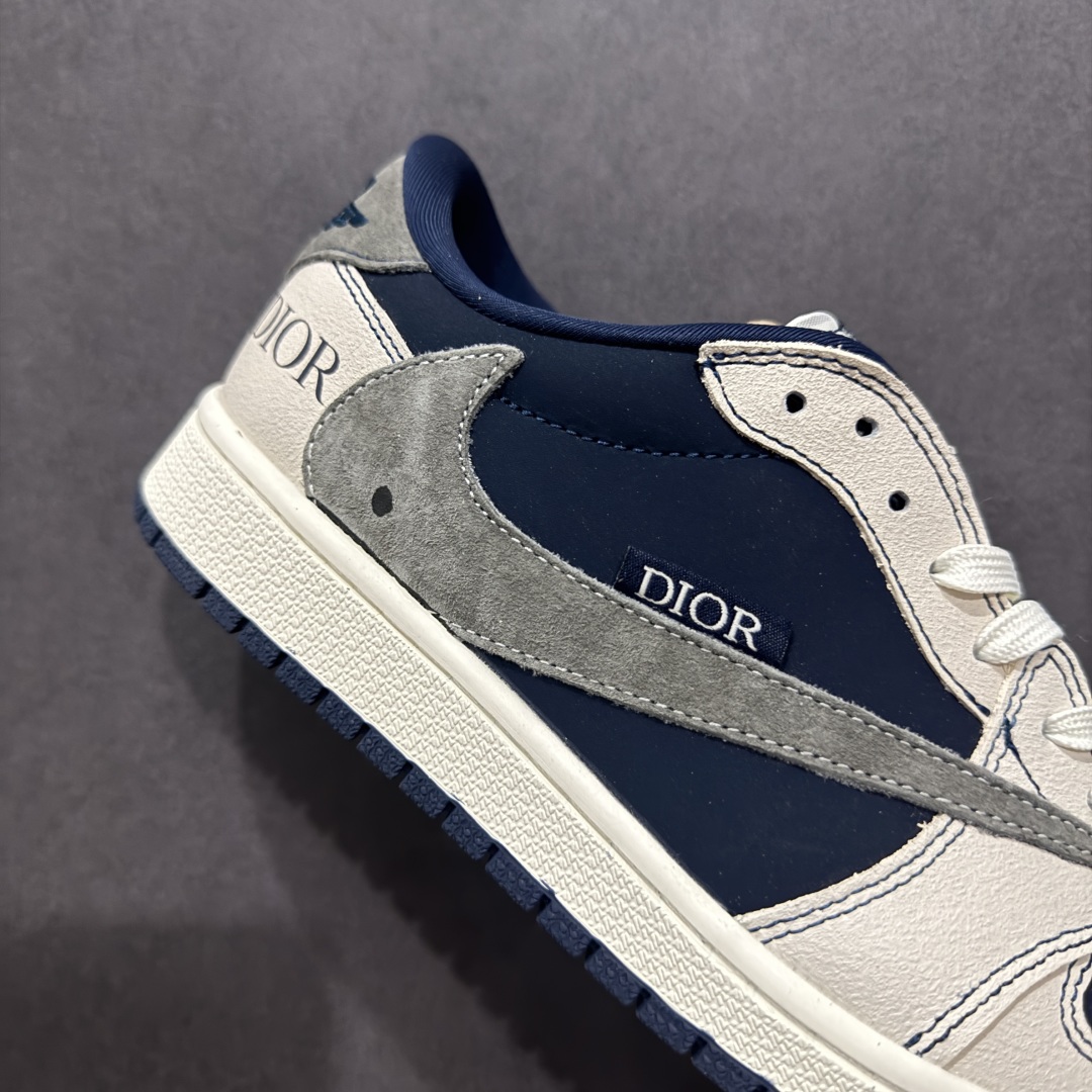 280  【定制版】Travis Scott x Fragment Design x Air Jordan 1 Low OG SP AJ1 乔1 迪奥联名 典雅黑灰 低帮文化休闲板鞋 XS2024-012