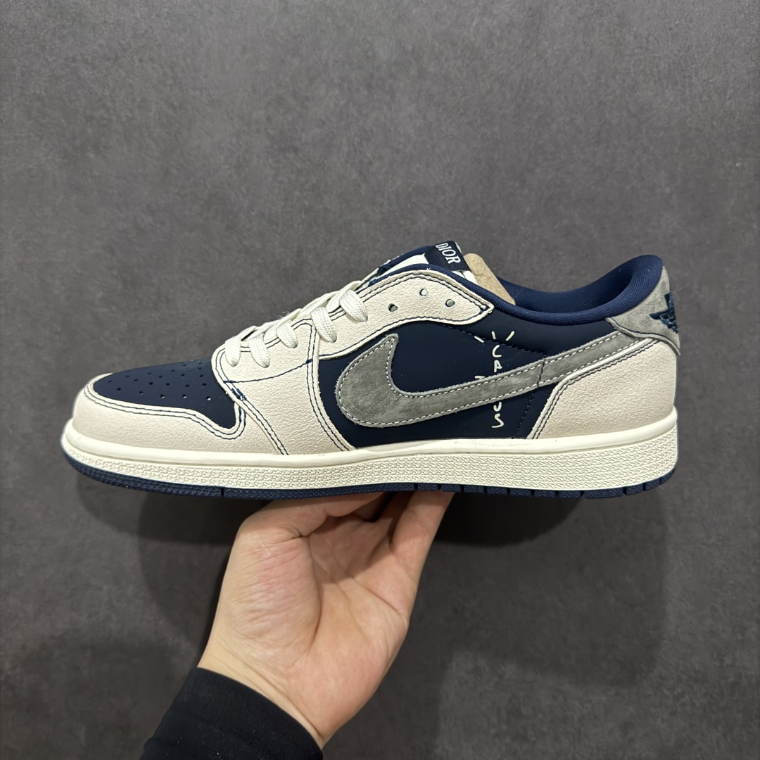 280  【定制版】Travis Scott x Fragment Design x Air Jordan 1 Low OG SP AJ1 乔1 迪奥联名 典雅黑灰 低帮文化休闲板鞋 XS2024-012