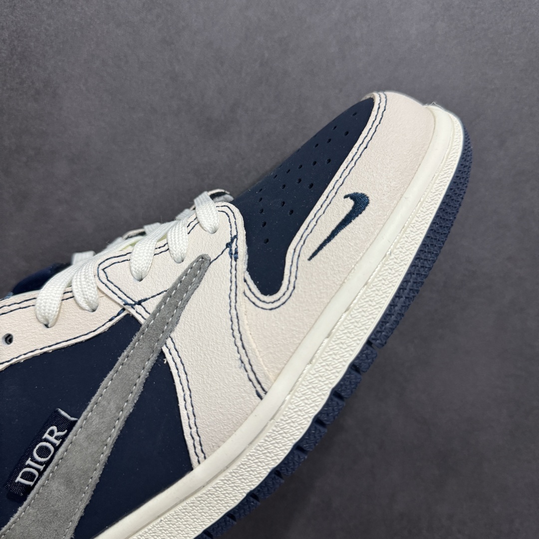 280  【定制版】Travis Scott x Fragment Design x Air Jordan 1 Low OG SP AJ1 乔1 迪奥联名 典雅黑灰 低帮文化休闲板鞋 XS2024-012