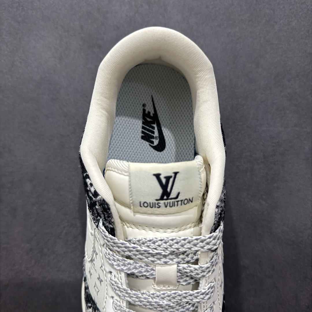 图片[7]-【定制版】NIKE SB Dunk Low x Louis Vuitton 白黑 公司级出品 极力推荐 原装头层材料 独家版型蒸餾加工 帶來的是更好的视觉和脚感体验 大厂纯原品质出货 清洁度 电绣工艺 皮料切割干净无任何毛边 细节完美 货号：QF1568 141 尺码： 36 36.5 37.5 38 38.5 39 40 40.5 41 42 42.5 43 44 44.5 45-选品中心