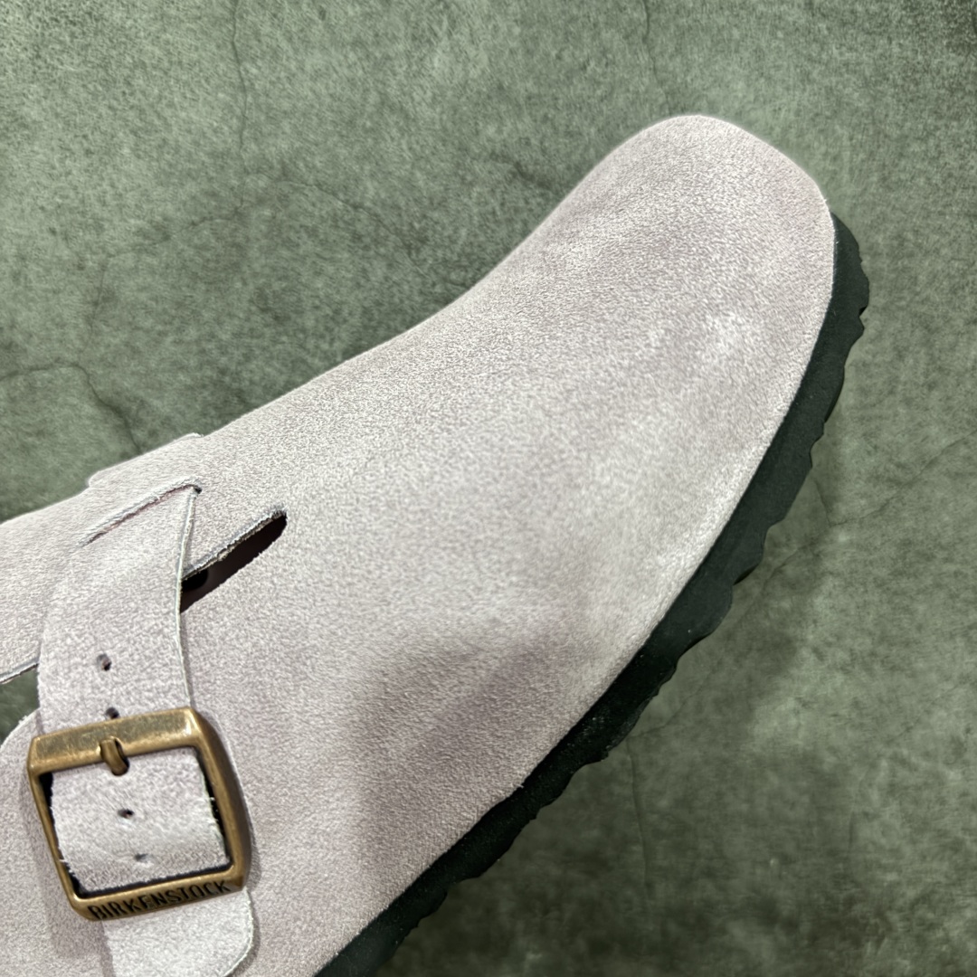 200  【DC纯原】Birkenstock Boston VL 勃肯绒面金属针扣软木底包头拖鞋 香芋紫
