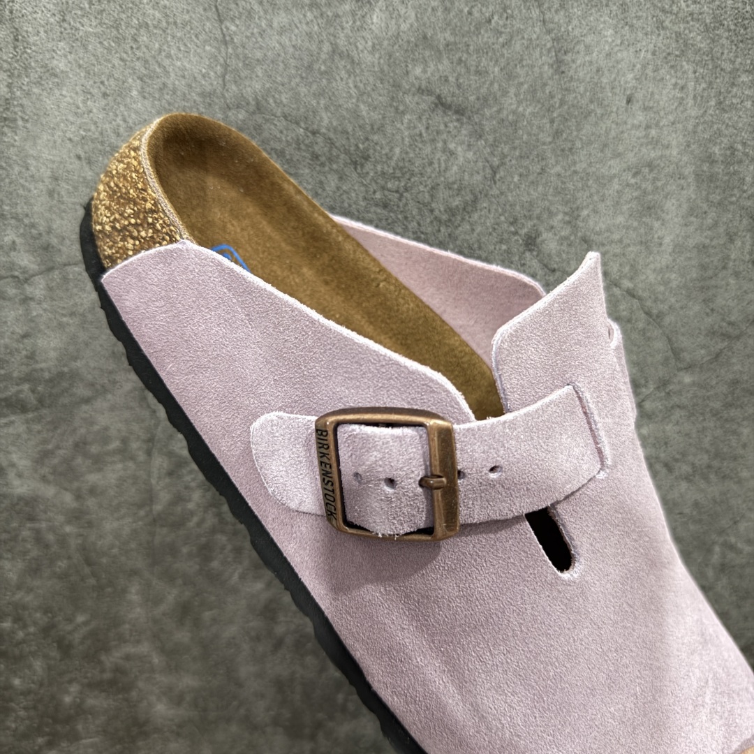 200  【DC纯原】Birkenstock Boston VL 勃肯绒面金属针扣软木底包头拖鞋 香芋紫