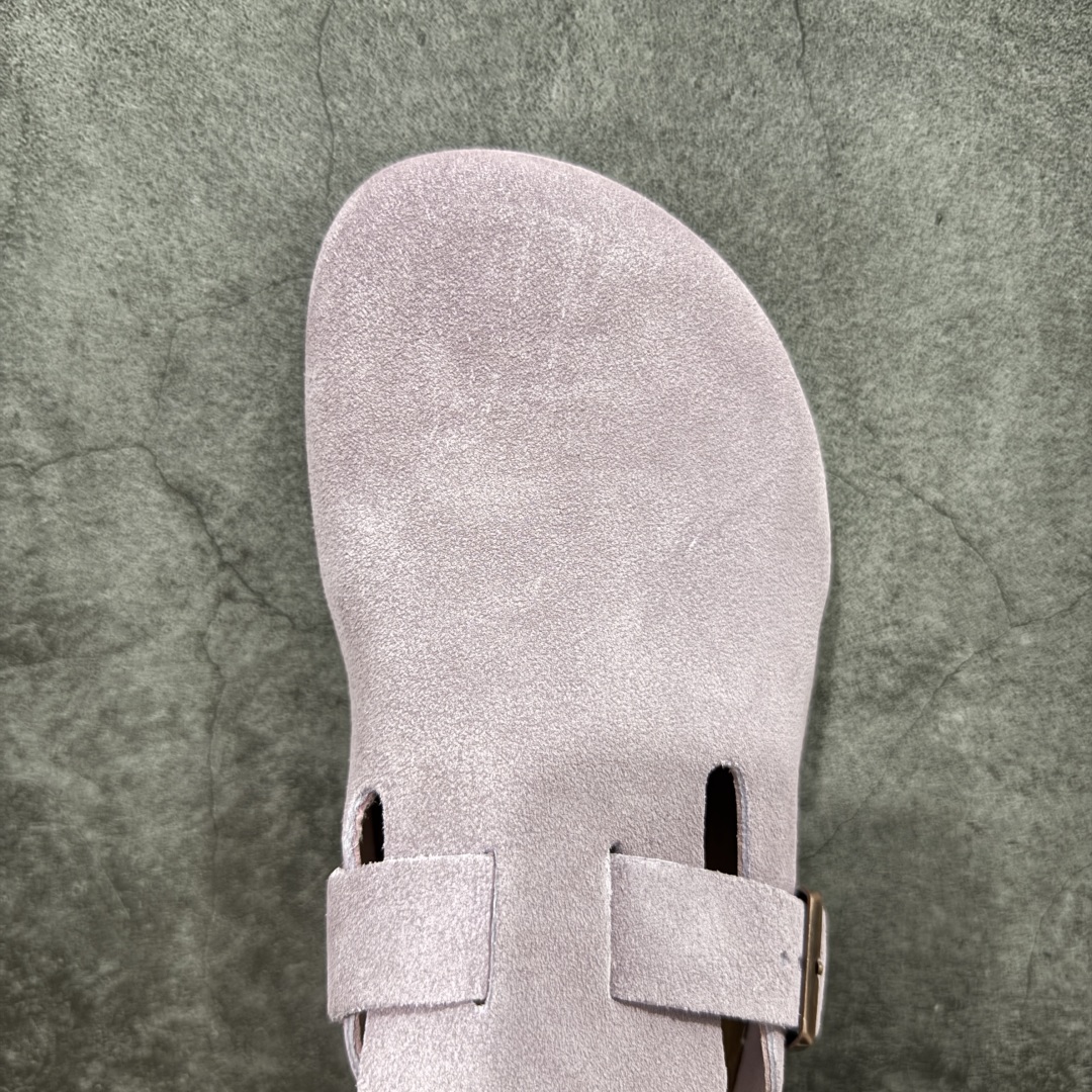 200  【DC纯原】Birkenstock Boston VL 勃肯绒面金属针扣软木底包头拖鞋 香芋紫