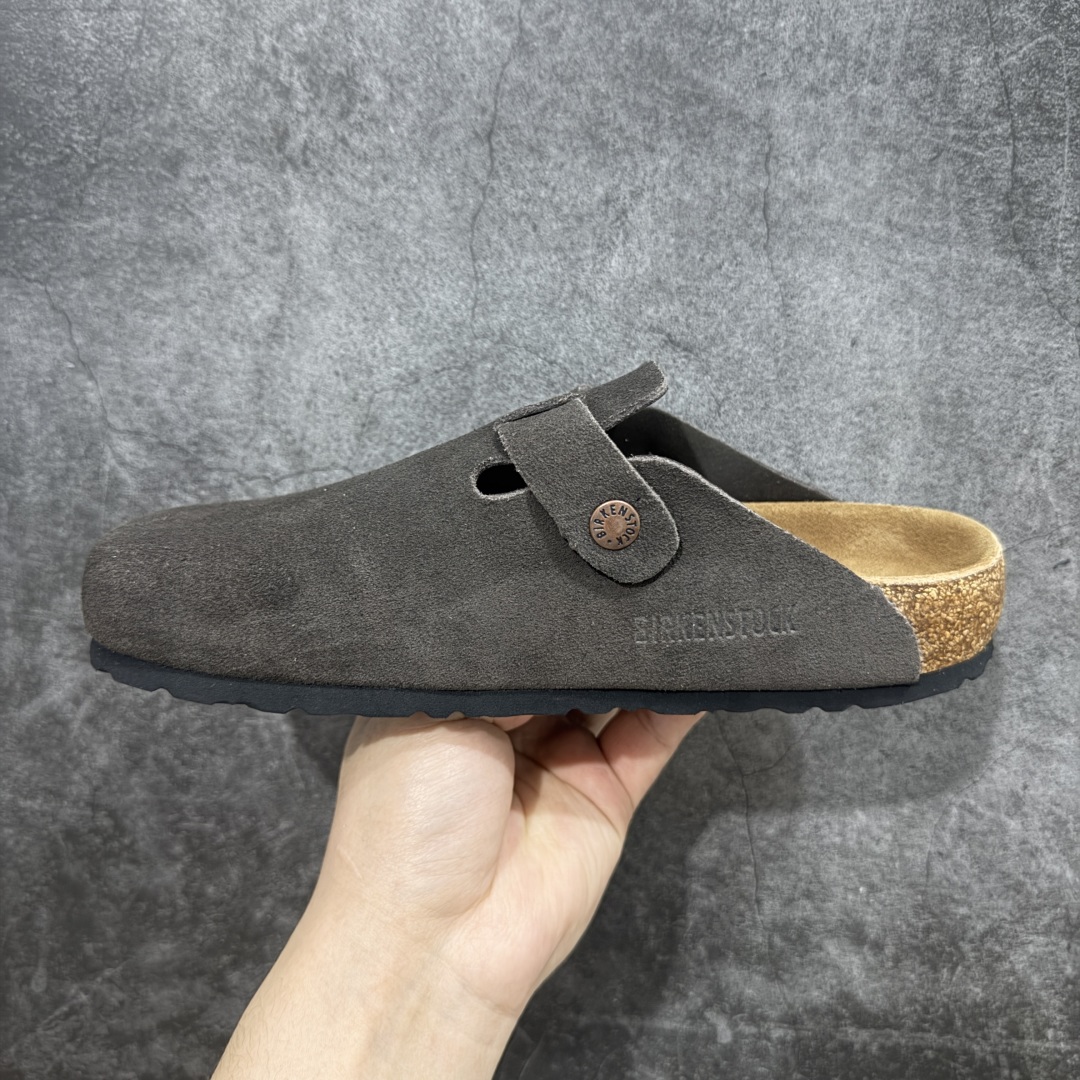 200  【DC纯原】Birkenstock Boston VL 勃肯绒面金属针扣软木底包头拖鞋 摩卡棕 牛皮绒面革质地柔软