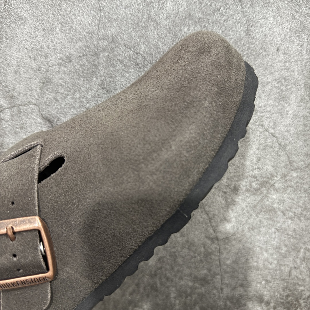 200  【DC纯原】Birkenstock Boston VL 勃肯绒面金属针扣软木底包头拖鞋 摩卡棕 牛皮绒面革质地柔软