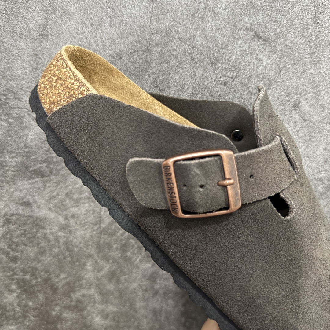 200  【DC纯原】Birkenstock Boston VL 勃肯绒面金属针扣软木底包头拖鞋 摩卡棕 牛皮绒面革质地柔软