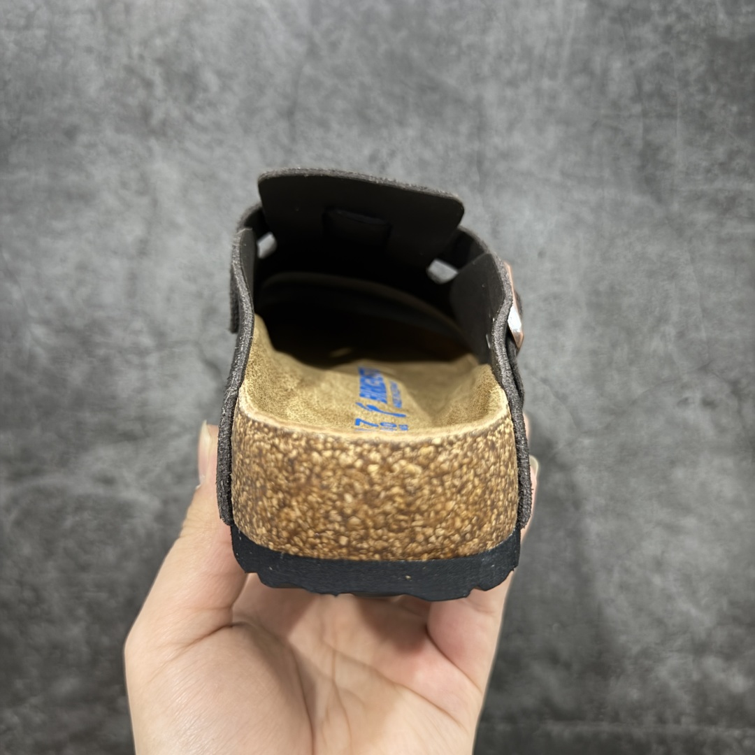 200  【DC纯原】Birkenstock Boston VL 勃肯绒面金属针扣软木底包头拖鞋 摩卡棕 牛皮绒面革质地柔软