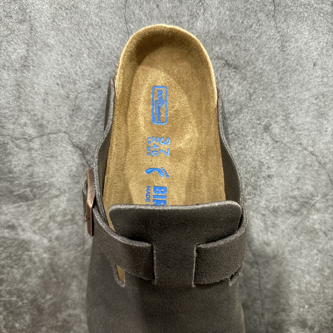 200  【DC纯原】Birkenstock Boston VL 勃肯绒面金属针扣软木底包头拖鞋 摩卡棕 牛皮绒面革质地柔软