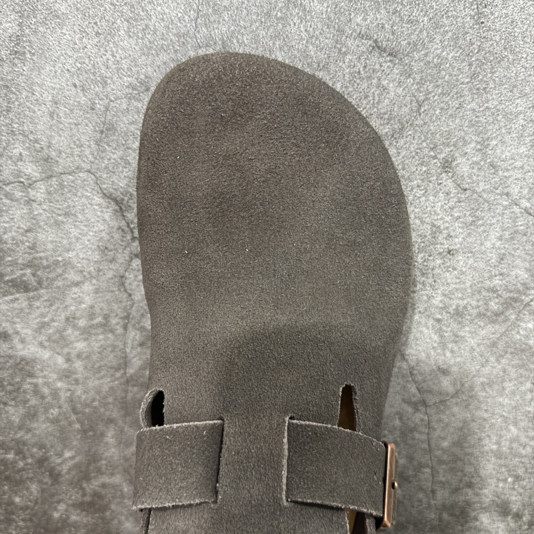 200  【DC纯原】Birkenstock Boston VL 勃肯绒面金属针扣软木底包头拖鞋 摩卡棕 牛皮绒面革质地柔软