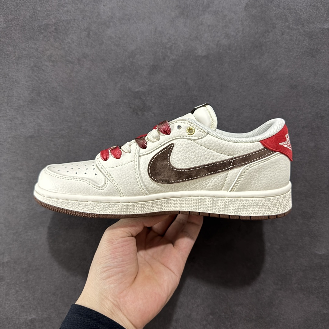 280  【定制版】Travis Scott x Fragment Design x Air Jordan 1 Low OG SP AJ1 乔1 北面联名 米棕小红标 低帮文化休闲板鞋 FC1688-213