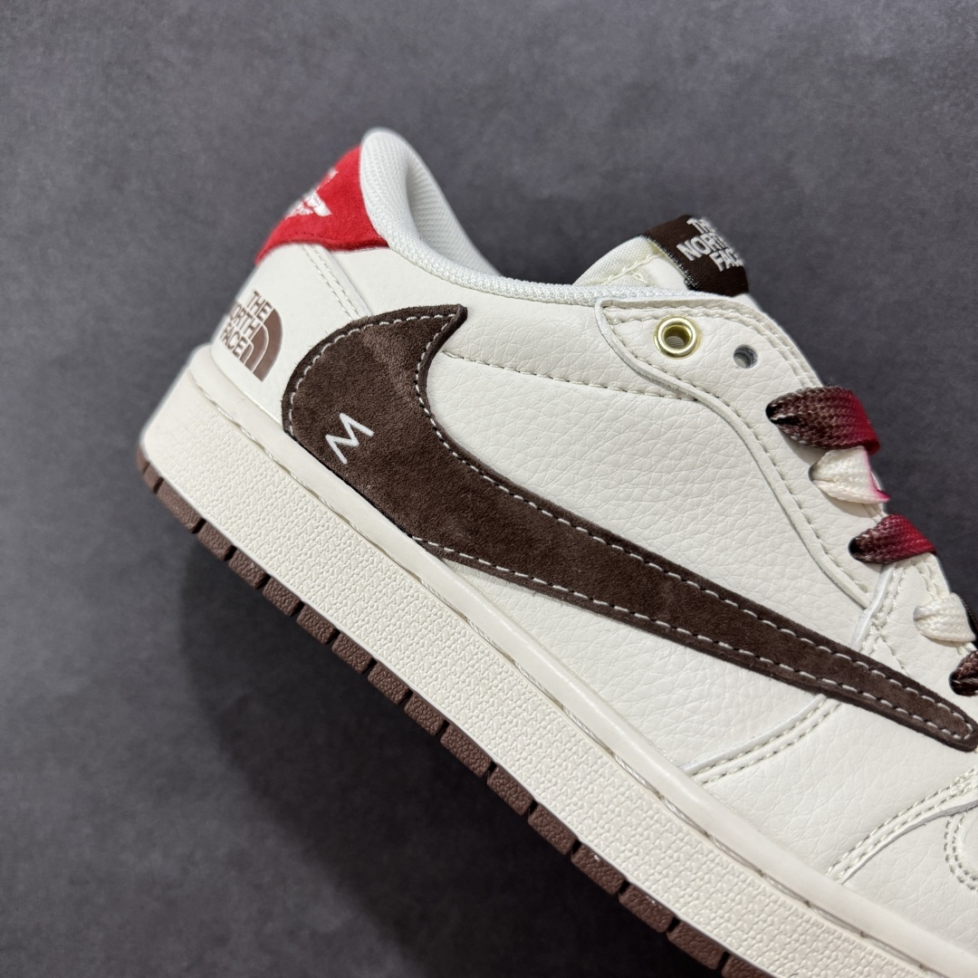 280  【定制版】Travis Scott x Fragment Design x Air Jordan 1 Low OG SP AJ1 乔1 北面联名 米棕小红标 低帮文化休闲板鞋 FC1688-213