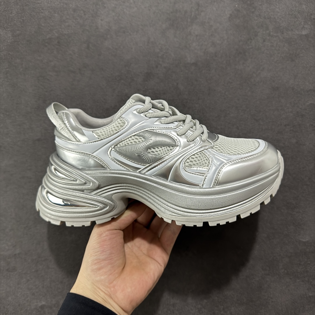 220  GG-CC 银角大王7cm厚底增高休闲运动老爹鞋系列 7CM厚底增高 星河粒子 银白色 银角大王