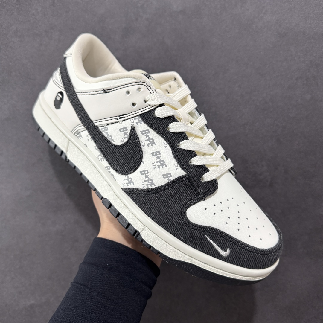 200  【定制版】Nk SB Dunk Low Bape猿人头联名-满天星黑白周年高端定制 低帮休闲板鞋  QF1568-143