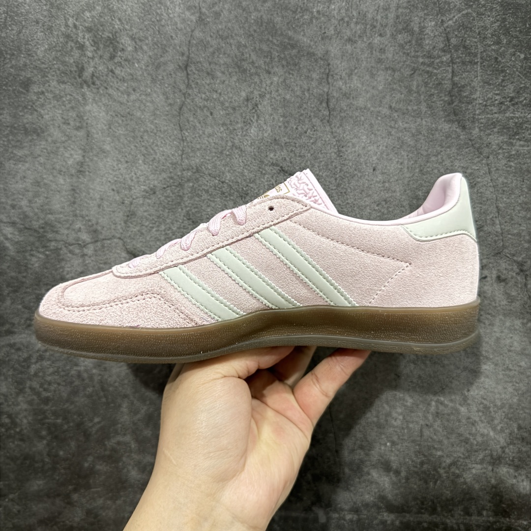 200 纯原CS版Adidas Originals Gazelle Indoor 防滑低帮T头德训鞋 GZ复古系列 白粉 JI2716