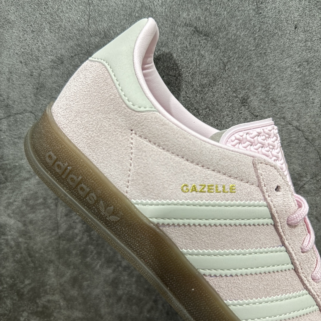200 纯原CS版Adidas Originals Gazelle Indoor 防滑低帮T头德训鞋 GZ复古系列 白粉 JI2716