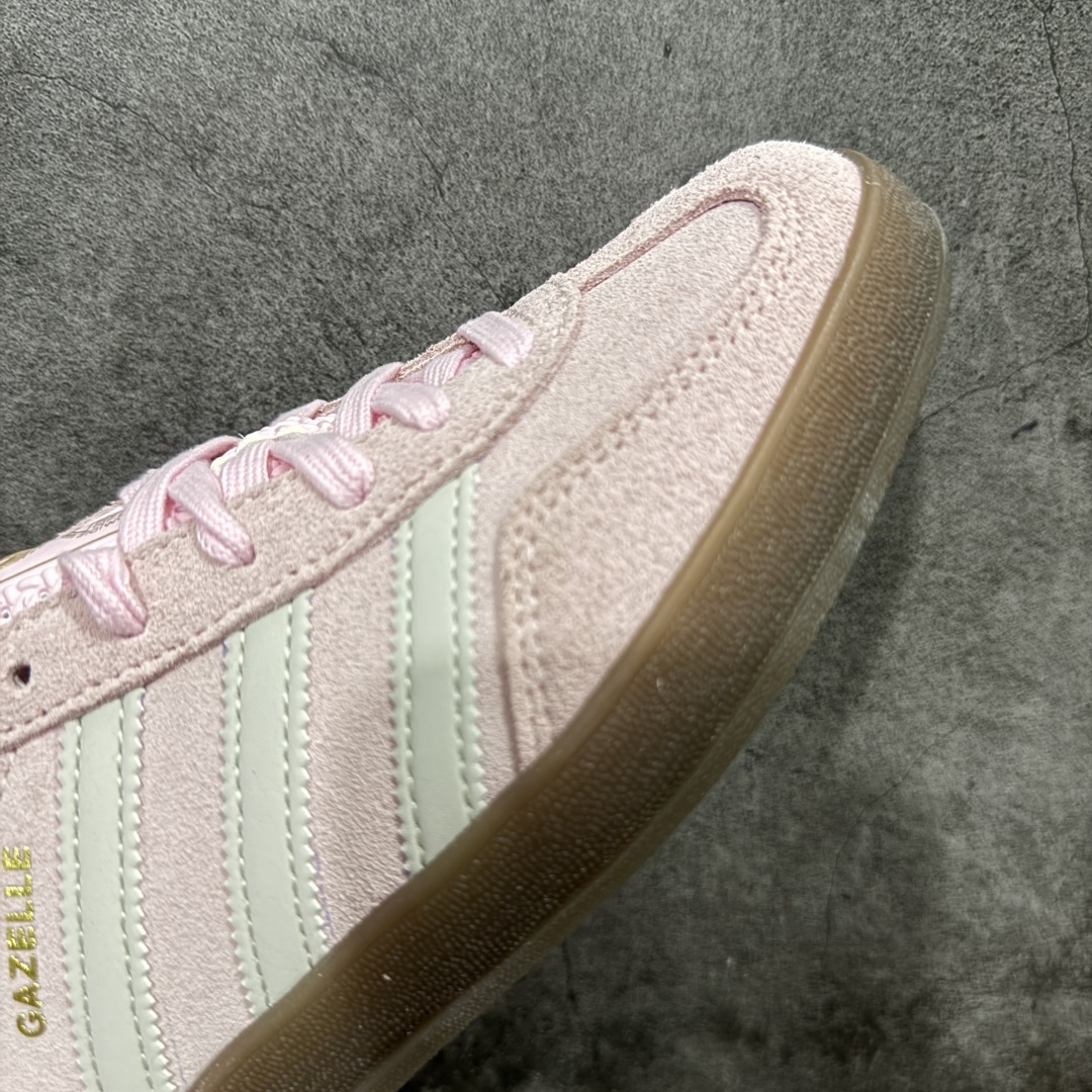 200 纯原CS版Adidas Originals Gazelle Indoor 防滑低帮T头德训鞋 GZ复古系列 白粉 JI2716