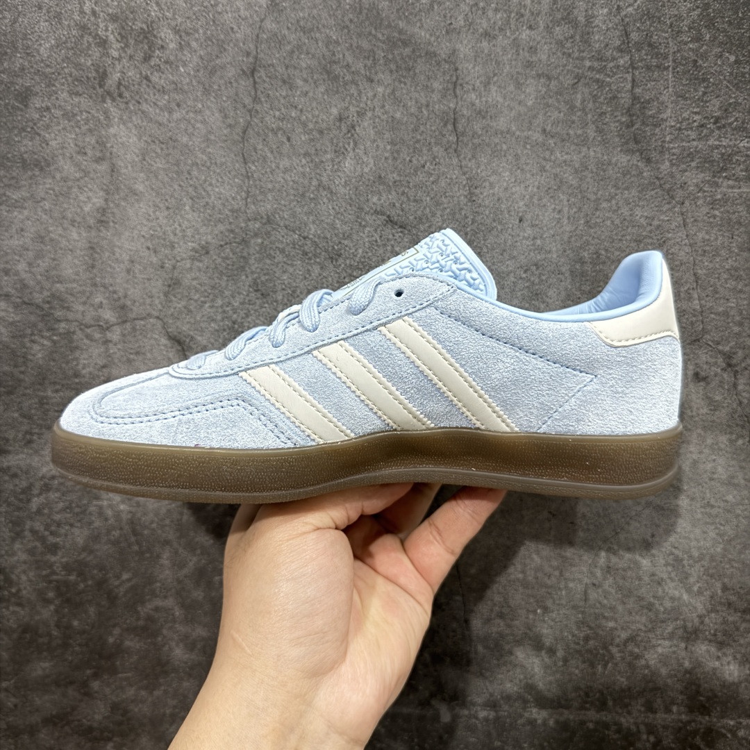 纯原CS版Adidas Originals Gazelle Indoor 防滑低帮T头德训鞋 GZ复古系列 白蓝 JI2717