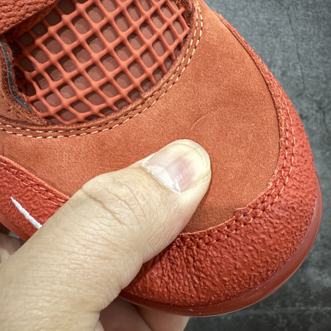 图片[6]-【OG纯原】Nigel Sylvester x Jordan Air Jordan 4 OG \”Brick by Brick\”BIKE 红砖 橙棕 OG纯原生产线出品 最高工艺制作 原装原材料组装 #原厂楦、纸板开发 纯粹韵味四代版型 #原底真实气垫 回弹反馈充足 完美鞋楦打造 市面最高工艺 一切细节如图实拍 所见所得‼️ 尺码： 40 40.5 41 42 42.5 43 44 44.5 45 46 47.5 48.5 从纽约皇后区街头到全球街骑版图，Nigel Sylvester 用车轮写故事，用风格立态度。此次与 Jordan Brand 的再度联名，以“Brick by Brick”为灵感，将坚持与积淀凝结进每一寸鞋面。 深红砖色包裹整双鞋身，象征城市坚硬的边角与不屈精神；精致翻毛皮材质搭配醒目的白色 Nike Air 后跟标志，复古气息与现代感交融；前掌微型 Swoosh 点睛细节，传达骑行与街头文化的融合信仰。 不是为跑而生，是为突破而来。 Brick by Brick——每一块砖，都是前行的力量。-选品中心