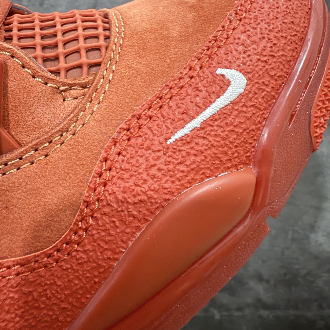 图片[5]-【OG纯原】Nigel Sylvester x Jordan Air Jordan 4 OG \”Brick by Brick\”BIKE 红砖 橙棕 OG纯原生产线出品 最高工艺制作 原装原材料组装 #原厂楦、纸板开发 纯粹韵味四代版型 #原底真实气垫 回弹反馈充足 完美鞋楦打造 市面最高工艺 一切细节如图实拍 所见所得‼️ 尺码： 40 40.5 41 42 42.5 43 44 44.5 45 46 47.5 48.5 从纽约皇后区街头到全球街骑版图，Nigel Sylvester 用车轮写故事，用风格立态度。此次与 Jordan Brand 的再度联名，以“Brick by Brick”为灵感，将坚持与积淀凝结进每一寸鞋面。 深红砖色包裹整双鞋身，象征城市坚硬的边角与不屈精神；精致翻毛皮材质搭配醒目的白色 Nike Air 后跟标志，复古气息与现代感交融；前掌微型 Swoosh 点睛细节，传达骑行与街头文化的融合信仰。 不是为跑而生，是为突破而来。 Brick by Brick——每一块砖，都是前行的力量。-选品中心