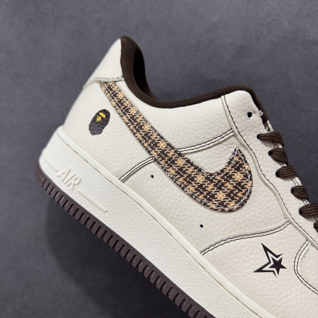 260 定制版海外限量发售！NIke Air Force 1 '07 Low “Bape联名——米棕花格”空军一号 低帮 运动鞋 DF0188-052