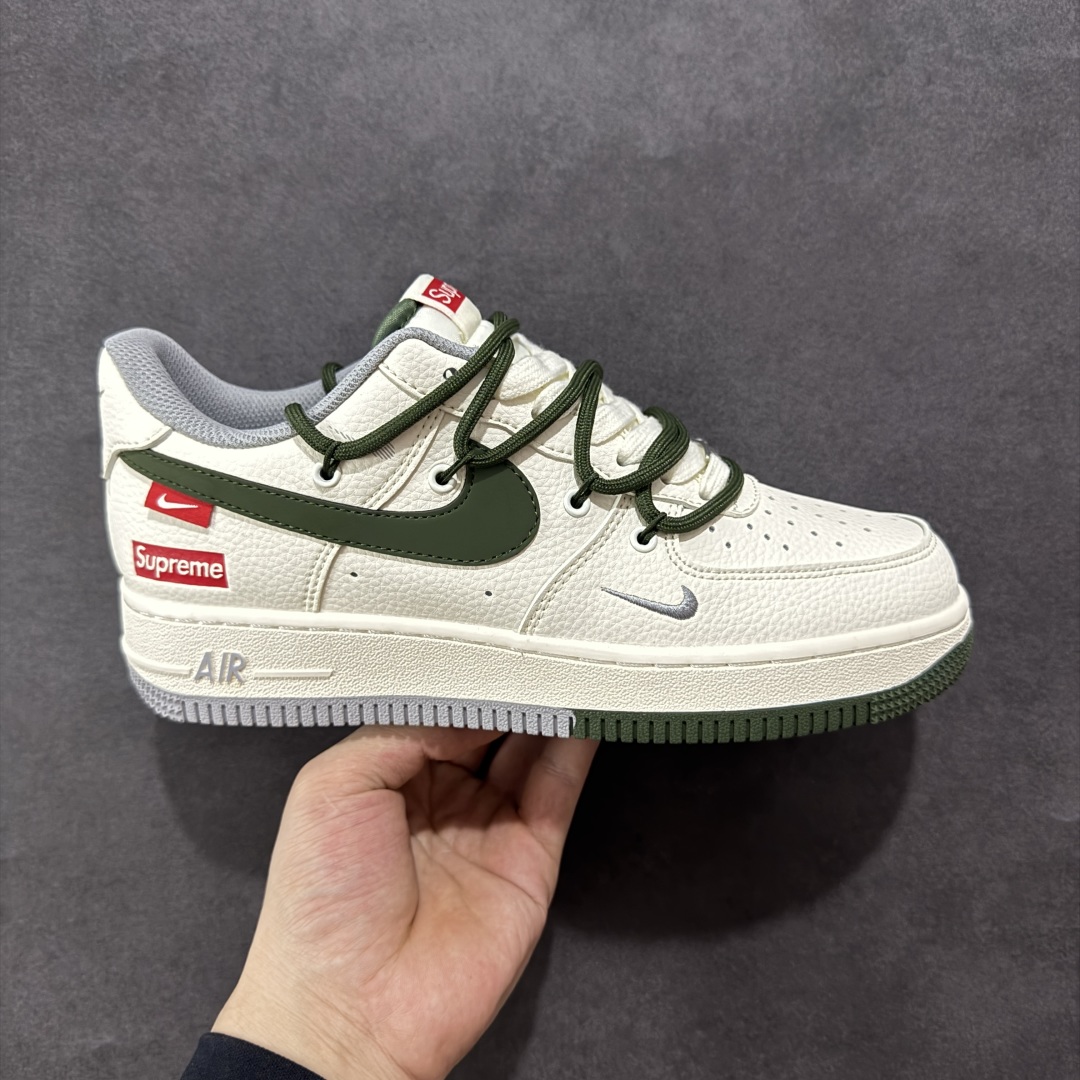 定制版海外限量发售！NIke Air Force 1 ’07 Low “Supreme联名——双拼灰绿抽绳”空军一号 低帮 运动鞋 DM6868-070