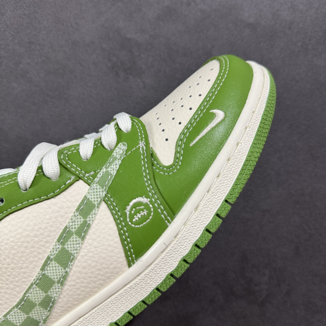 280 定制版Travis Scott x Fragment Design x Air Jordan 1 Low SP AJ1 LV联名 春绿方格 低帮文化休闲板鞋 XS2024-058