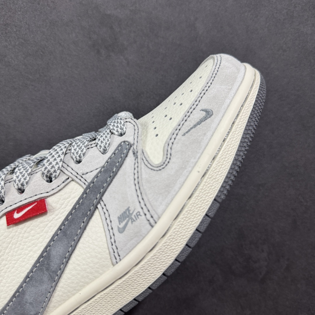280 定制版Travis Scott x Fragment Design x Air Jordan 1 Low SP AJ1 乔1 斯图西联名 灰红织布 低帮文化休闲板鞋 YX5066-300