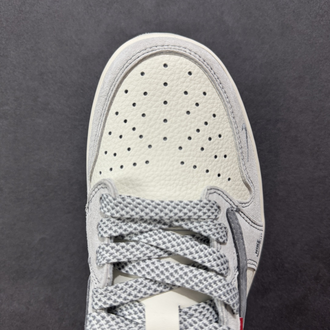 280 定制版Travis Scott x Fragment Design x Air Jordan 1 Low SP AJ1 乔1 斯图西联名 灰红织布 低帮文化休闲板鞋 YX5066-300