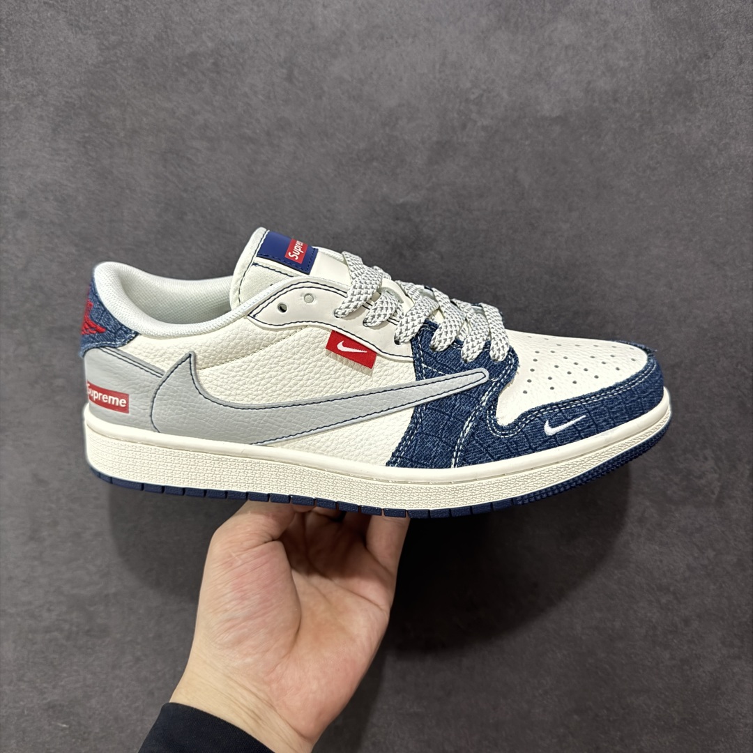 280 定制版Travis Scott x Fragment Design x Air Jordan 1 Low SP AJ1 乔1 Supreme联名 灰蓝牛仔 低帮文化休闲板鞋 JJ2508-565