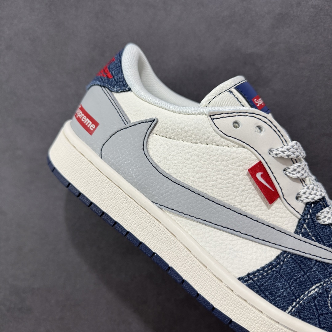 280 定制版Travis Scott x Fragment Design x Air Jordan 1 Low SP AJ1 乔1 Supreme联名 灰蓝牛仔 低帮文化休闲板鞋 JJ2508-565