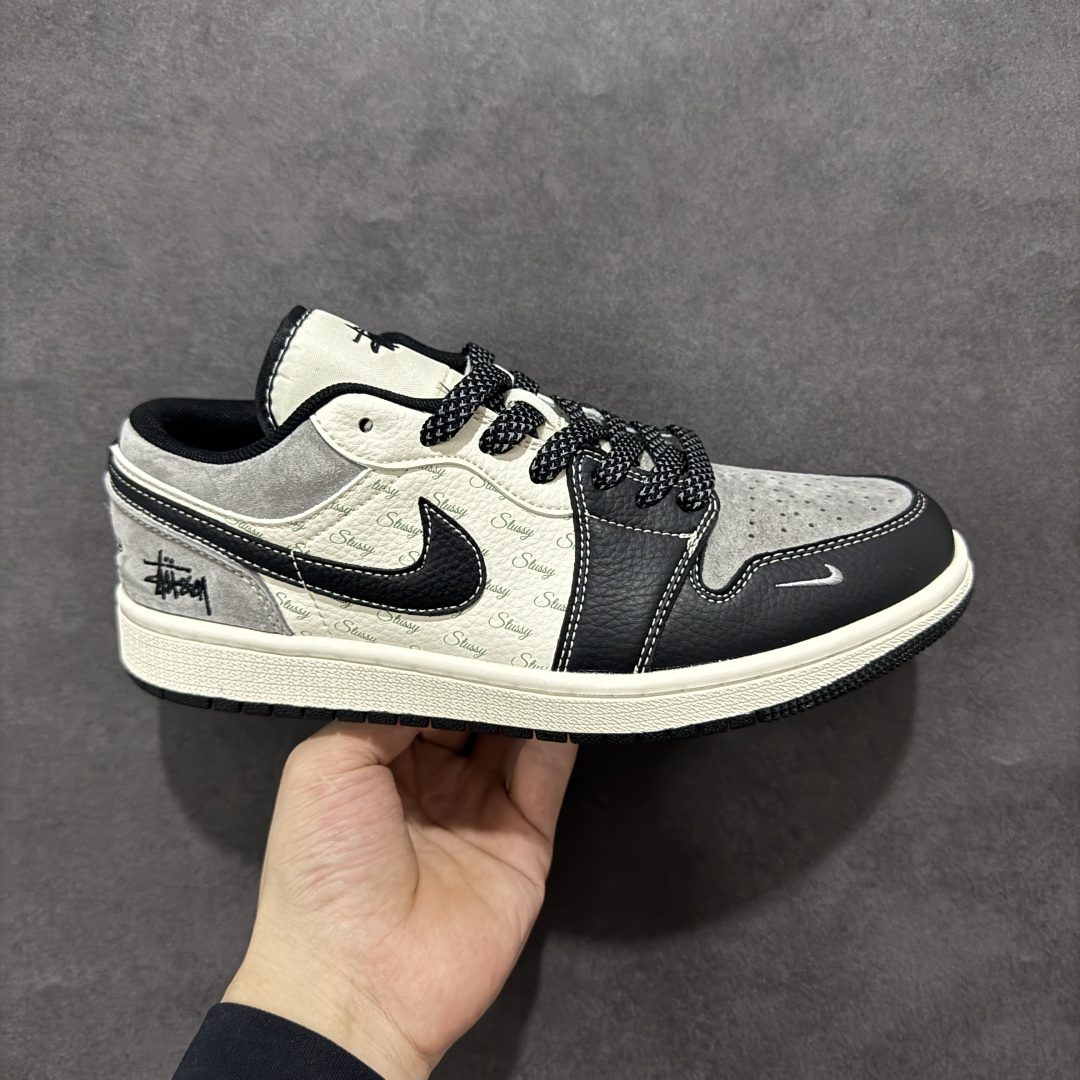 定制版Air Jordan 1 Retro Low x Stussy 黑白灰小钩 XS6086-016