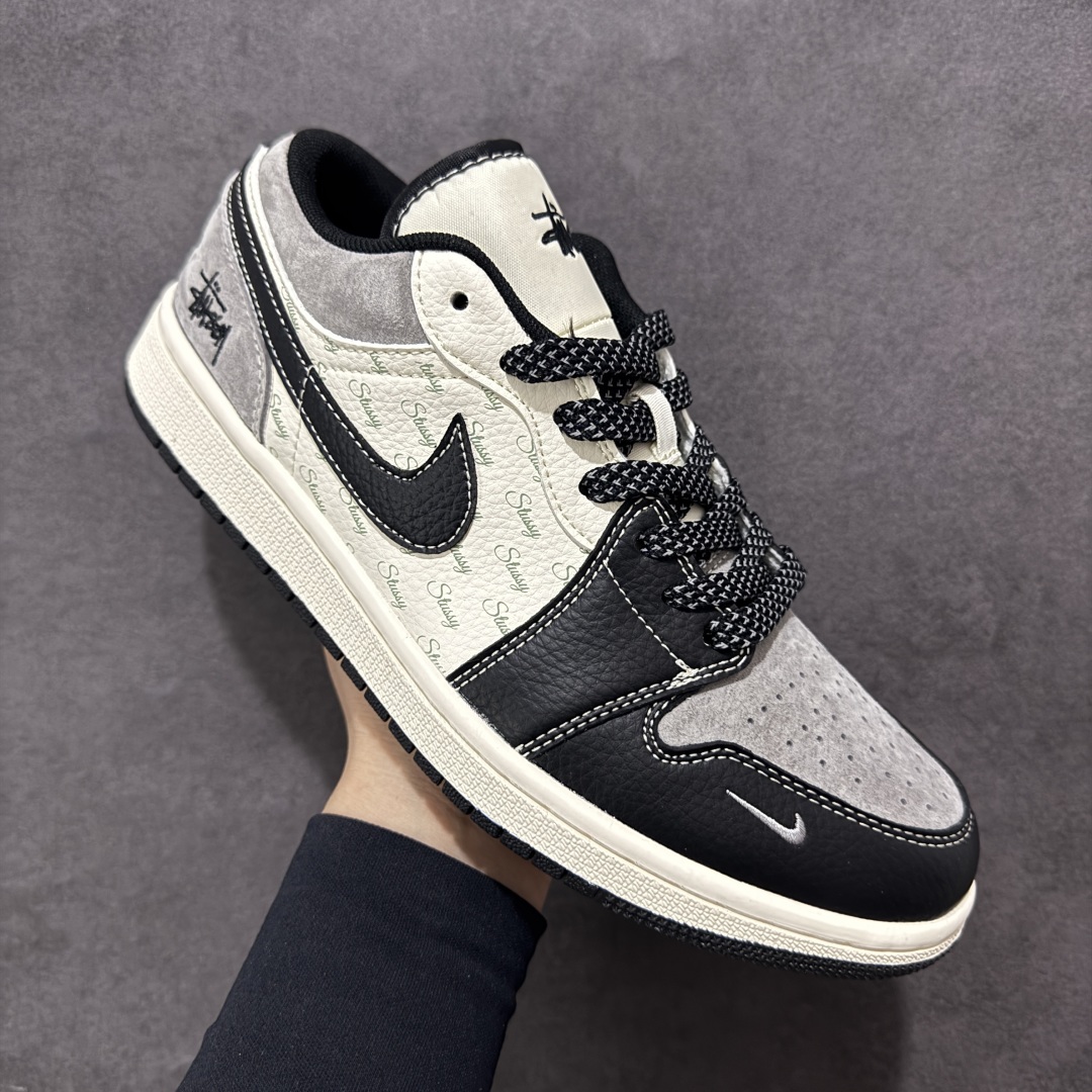 定制版Air Jordan 1 Retro Low x Stussy 黑白灰小钩 XS6086-016