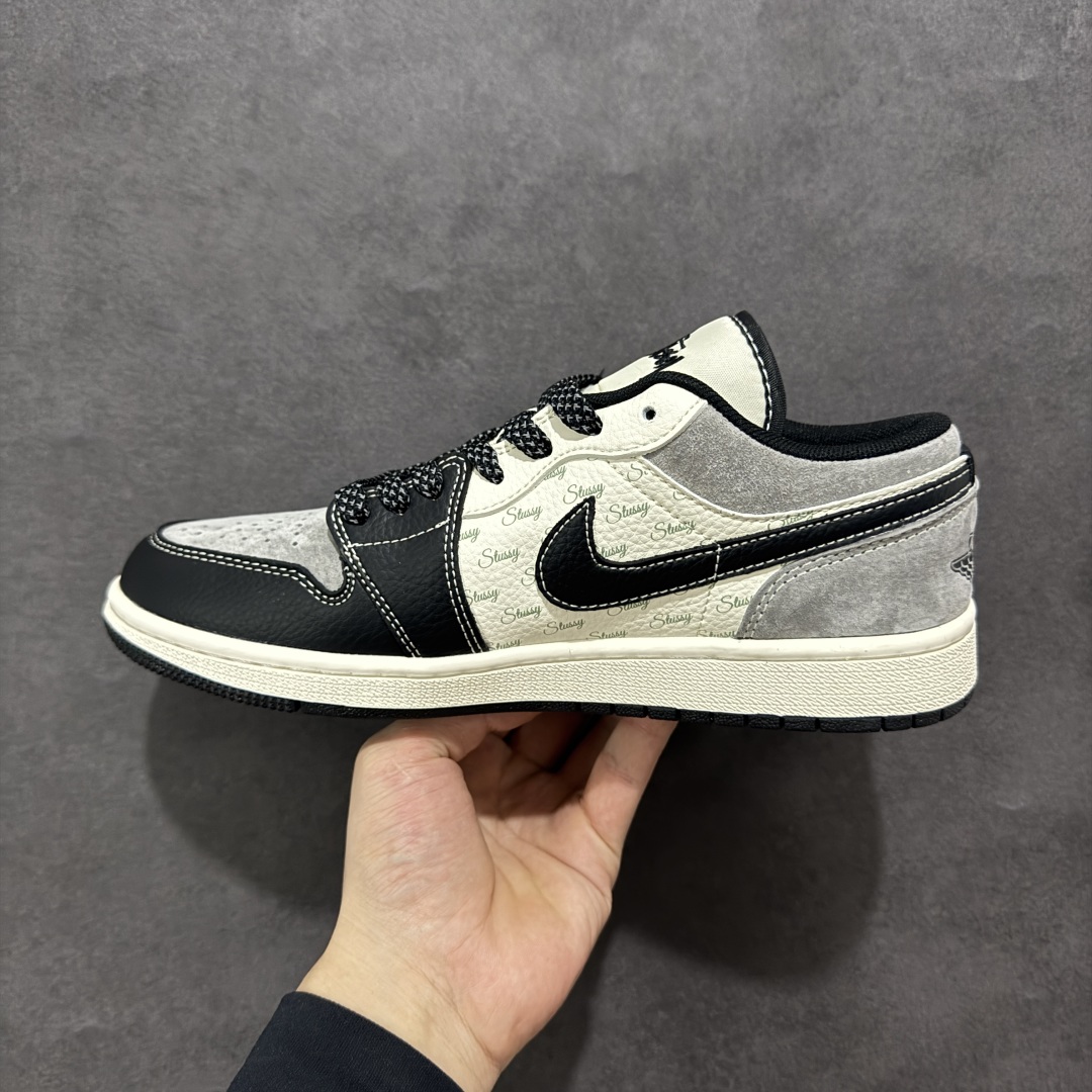定制版Air Jordan 1 Retro Low x Stussy 黑白灰小钩 XS6086-016