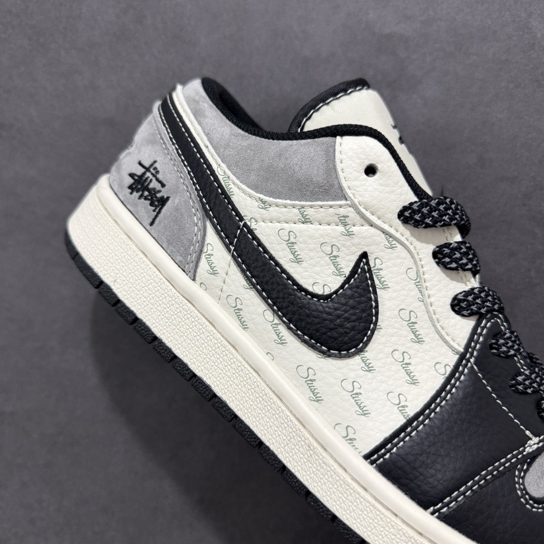 定制版Air Jordan 1 Retro Low x Stussy 黑白灰小钩 XS6086-016