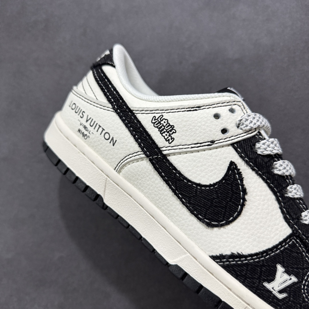 定制版Nike SB Dunk Low LV系列 牛仔布黑勾 周年高端定制 低帮休闲板鞋 FC1688-223