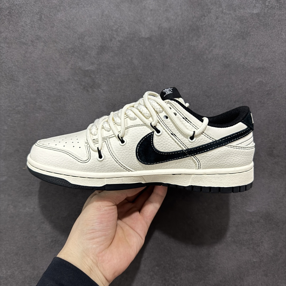 定制版Nike SB Dunk Low 斯图西 x Sup系列 绑带米白黑勾 周年高端定制 低帮休闲板鞋 YX5066-277