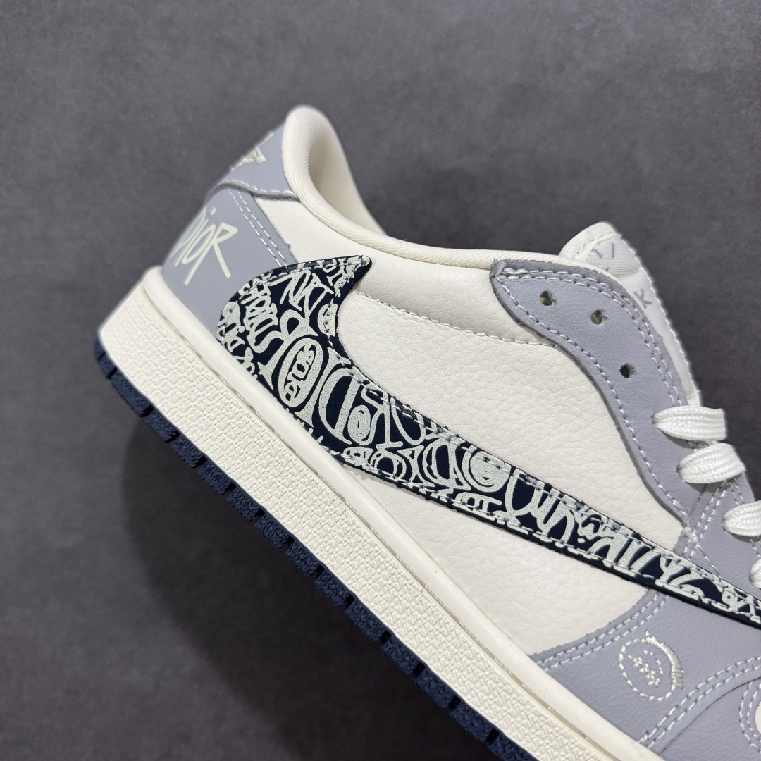 280 定制版Travis Scott x Fragment Design x Air Jordan 1 Low SP AJ1 迪奥联名 浮雕花纹 低帮文化休闲板鞋 XS2024-023