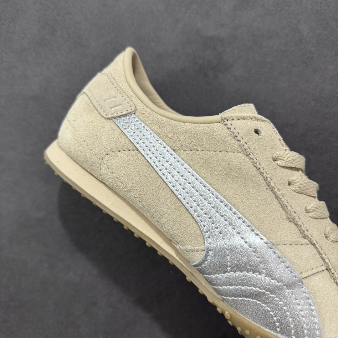 160 Puma Palermo 防滑耐磨低帮德训板鞋 孔眼底座和脚趾凸起由绒面革材料制成 402980-02