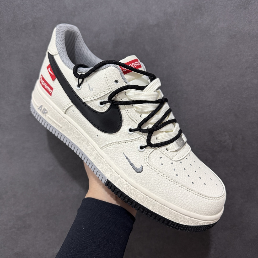  
【定制版】Nike Air Force 1'07 Low Supreme联名 双拼灰黑抽绳 空军一号