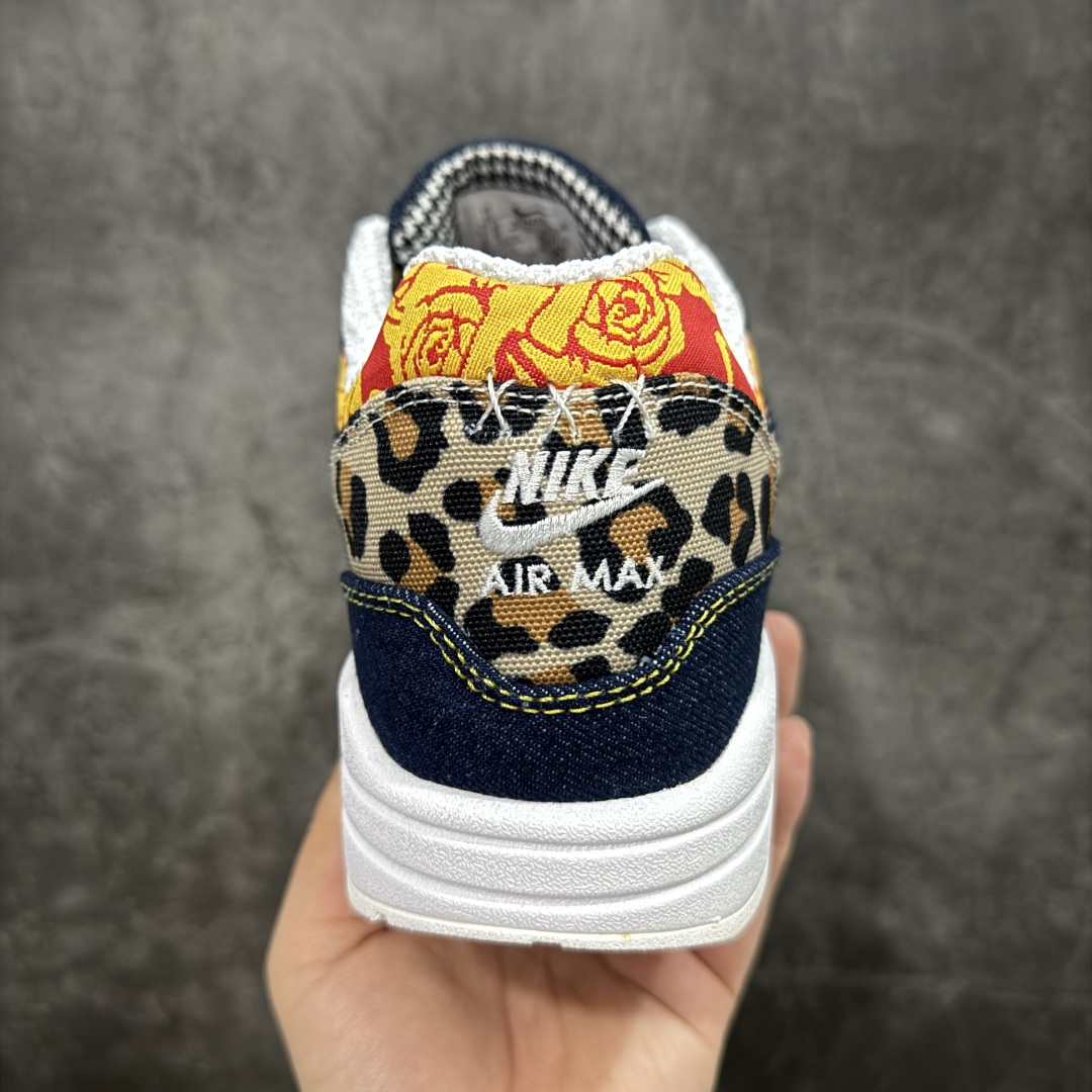 Nike Air Max 1 Premium ”Denim Leopard” 网布织物皮革 舒适日常 减震防滑 低帮 生活休闲鞋 男款 白蓝 FJ4452-432