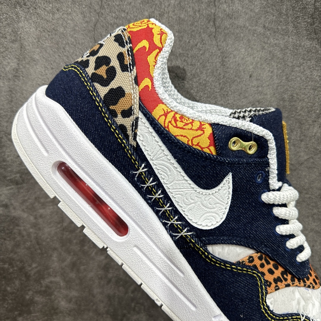 Nike Air Max 1 Premium ”Denim Leopard” 网布织物皮革 舒适日常 减震防滑 低帮 生活休闲鞋 男款 白蓝 FJ4452-432